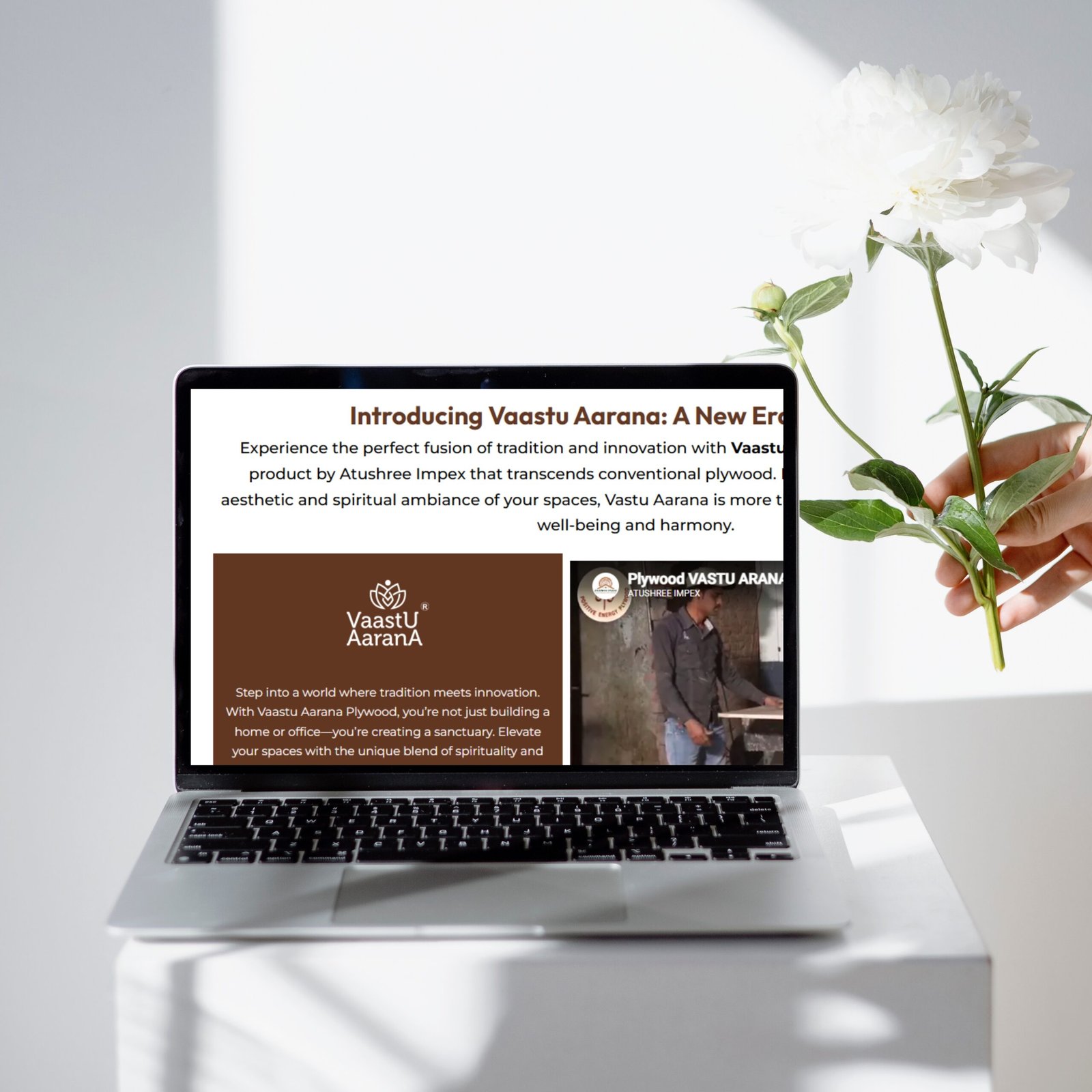 Atushree Impex website displayed in a laptop mockup